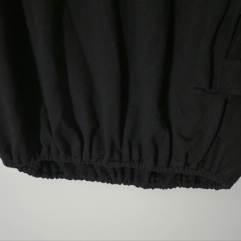 Terra & Sky 1X Black Lattice Sleeve Bubble Hem Top Plus Size 16W-18W Stretch - Picture 6 of 11